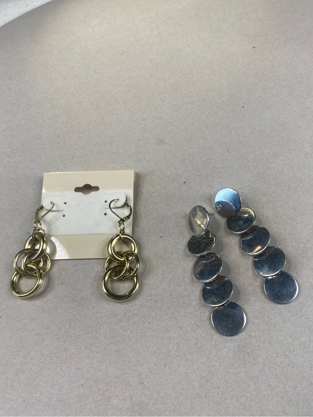 Gold and Silver Drop Dangle Earrings Set